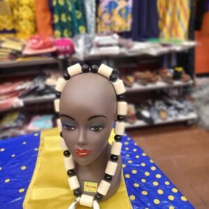 Bold Ivory Cylinder & Ebony Necklace with Dual Spikes