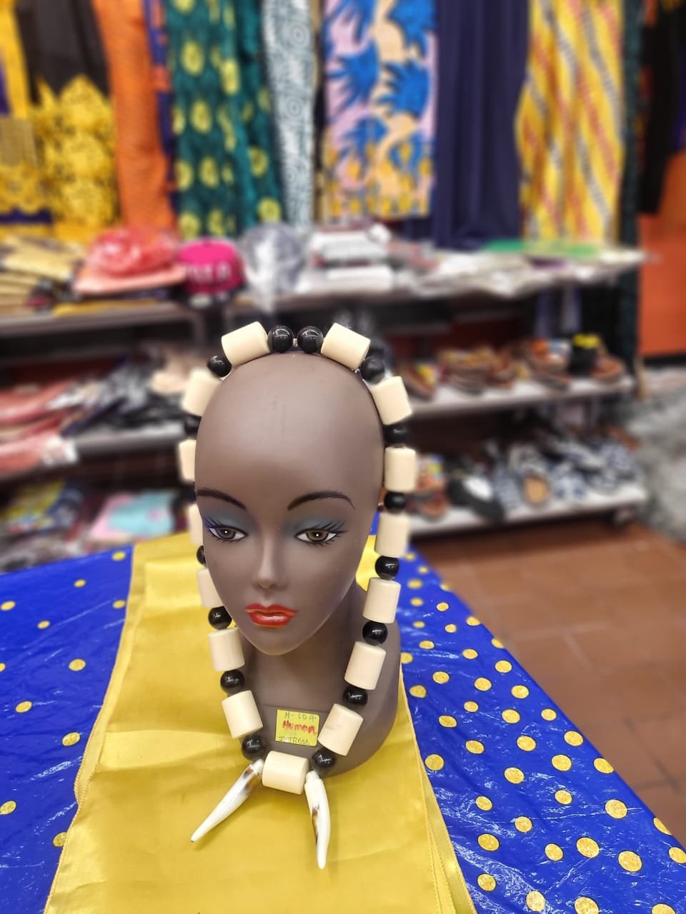 Bold Ivory Cylinder & Ebony Necklace with Dual Spikes