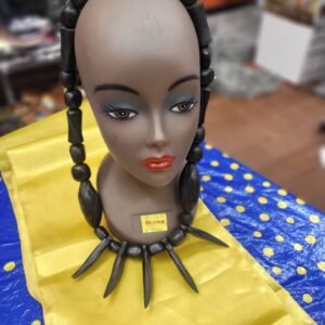 Diamond-Etched Ebony Necklace with Five Spikes