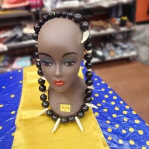 Dual-Tusk Statement Necklace with Oversized Cream Blocks