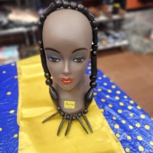 Five-Spike Polished Ebony Statement Necklace