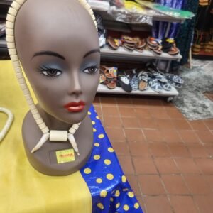 Geometric Bone Bead Necklace with Dual Horn Accents