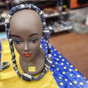 Indigo Batik Fabric-Wrapped Statement Necklace