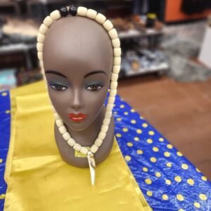 Ivory Block Necklace with Marbled Horn Pendant