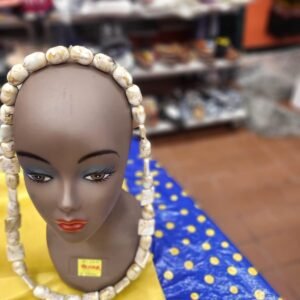 Marble-Effect Chunky Bone Bead Necklace