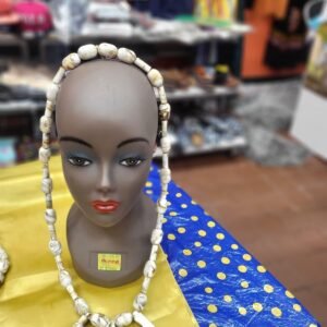 Marbled Bone Bead Necklace with Triple Horn Pendants