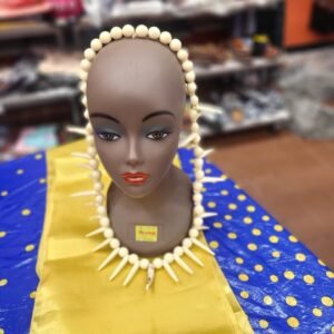 Multi-Spike Ivory Fringe Statement Necklace