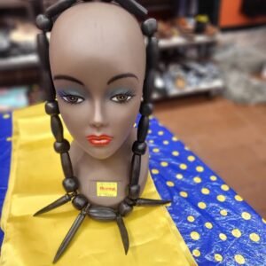 Polished Ebony Tribal Spike Necklace