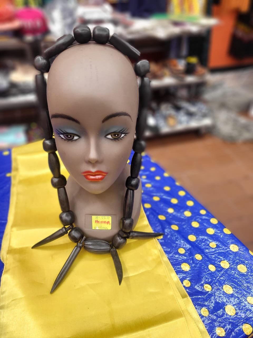 Polished Ebony Tribal Spike Necklace