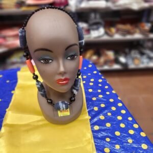 Textured Grey and Orange Statement Necklace