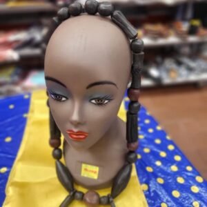 Tricolor Ebony & Mahogany Statement Necklace with Dual Spikes