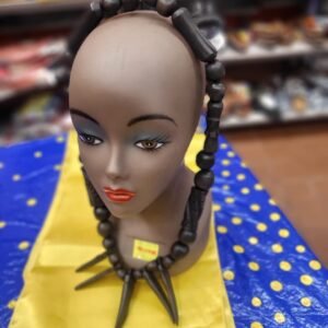 Five-Spike Ebony Necklace with Diamond-Etched Accents