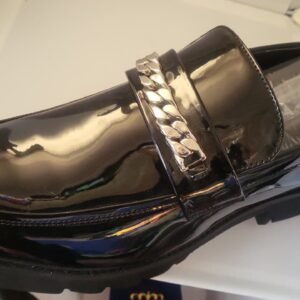 Men’s Glossy Patent Leather Chain Loafers