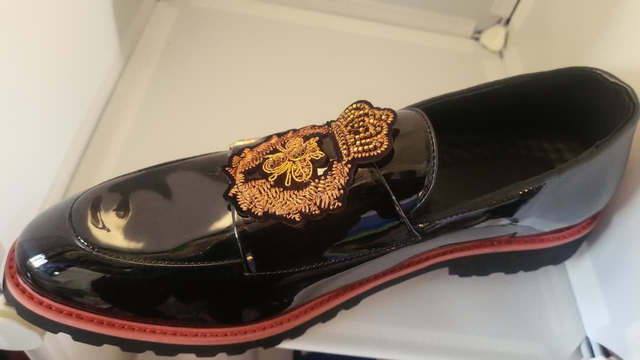 Men’s Emerald Green Velvet Embroidered Loafers