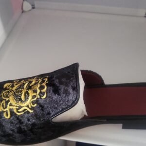 Men’s Croc-Embossed Patent Loafers with Gold Hardware