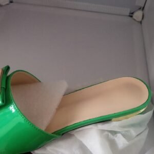 Women’s Emerald Green Patent Buckle Slides