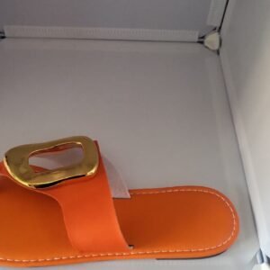 Women’s Tangerine Orange Gold-Buckle Thong Sandals