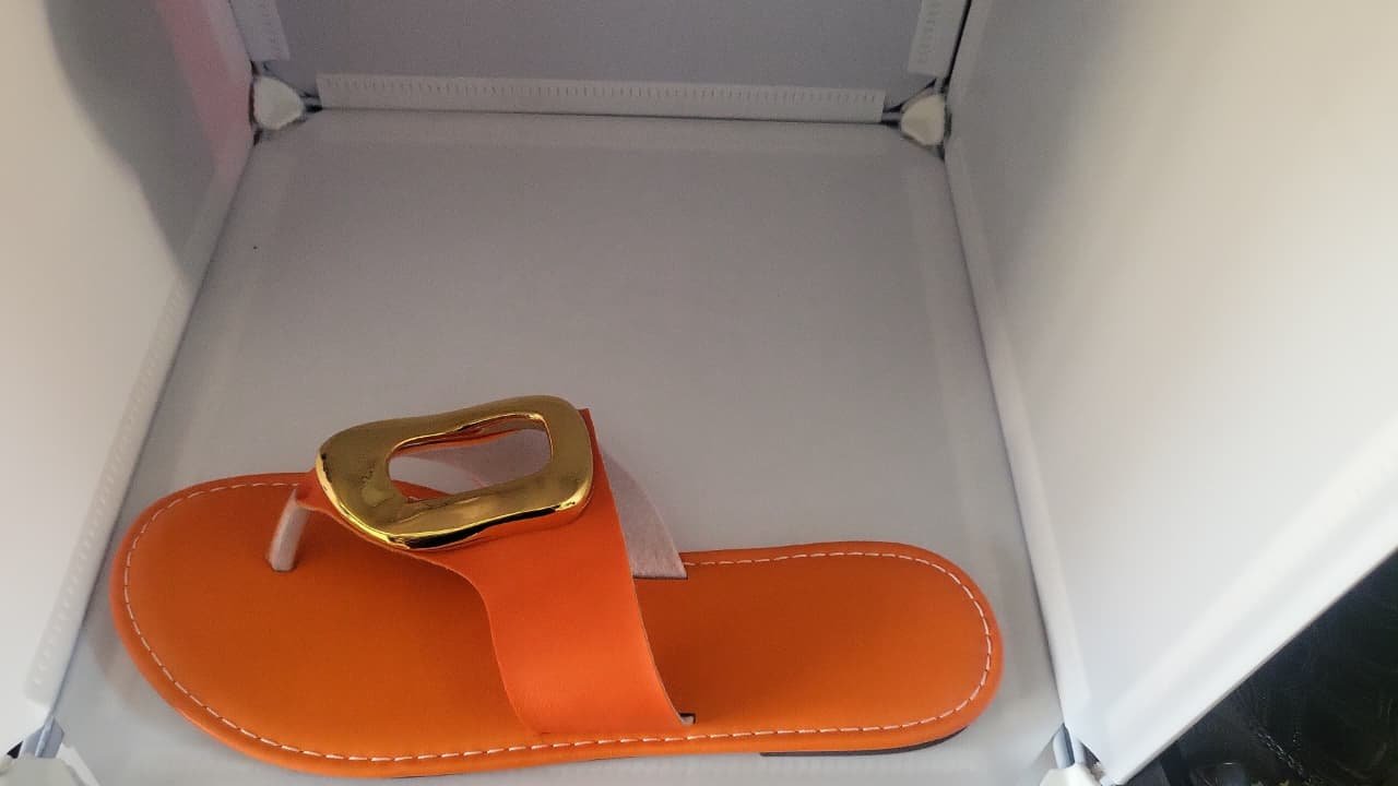 Women’s Tangerine Orange Gold-Buckle Thong Sandals