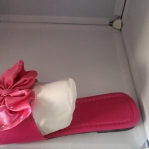 Women’s Fuchsia Satin Jeweled Bow Slides
