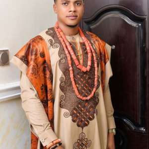 Men’s Two-Tone Floral Panel Traditional Set